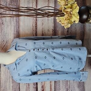 NEW BOB TIMBERLAKE BASS PRO CHAMBRAY TEXTURED LONG SLEEVE BLOUSE